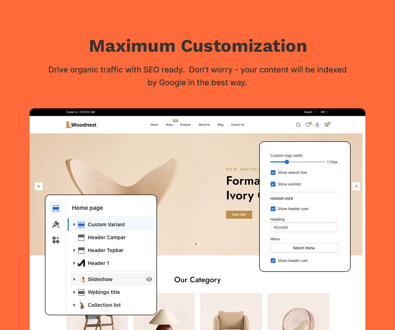 Woodnest - 家居装饰、家具、艺术和工艺品 - 高级 Shopify 2.0 多功能响应式