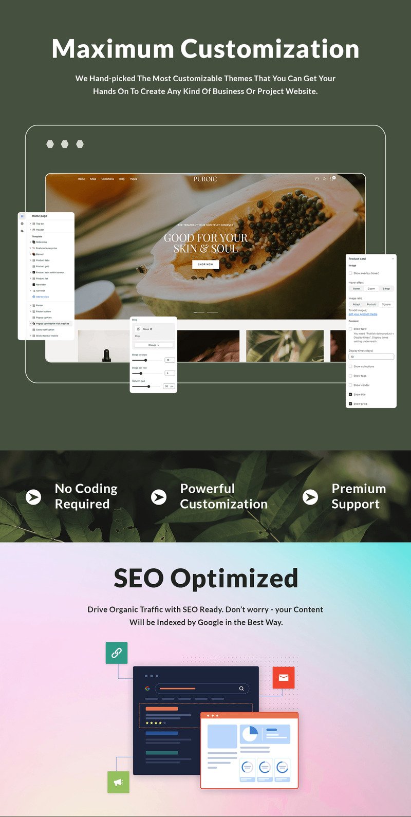 Puroic - 有机化妆品和护肤品商店 Shopify 主题 #430831