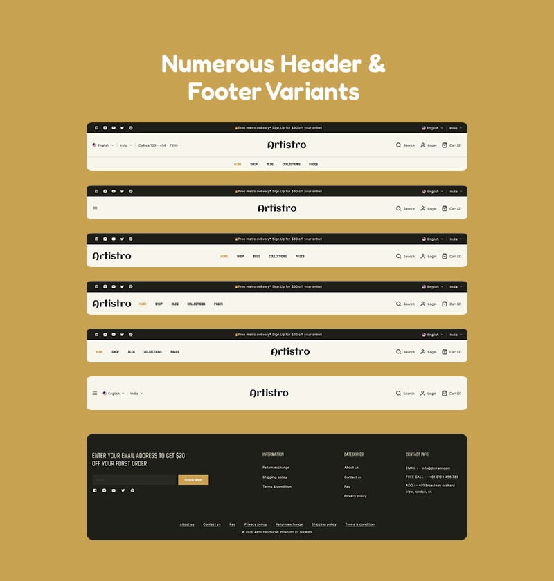 Artistro - 艺术绘画和手工工艺品商店多用途 Shopify 2.0 响应式主题