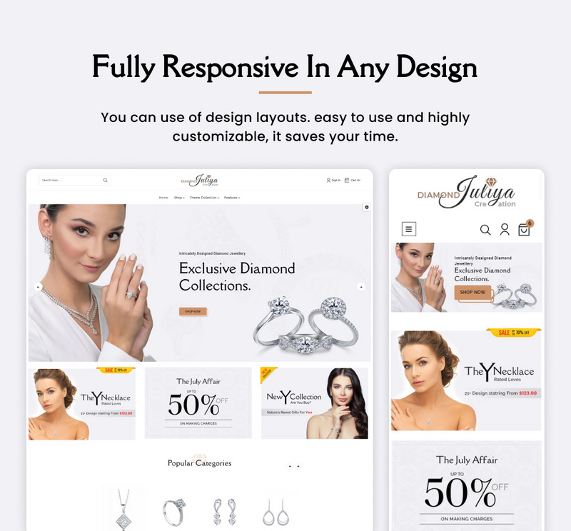 Juliya Mega Jewellery–珠宝手表–配饰 Shopify 2.0 高级响应式主题