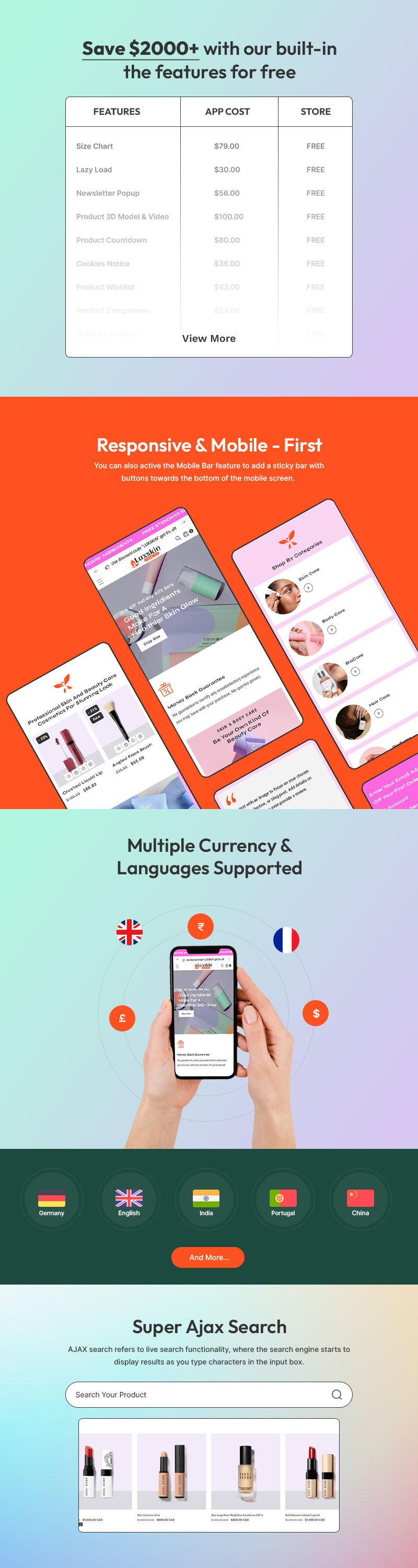 Luxskin - 美容、化妆品和护肤品多用途 Shopify 2.0 响应式主题