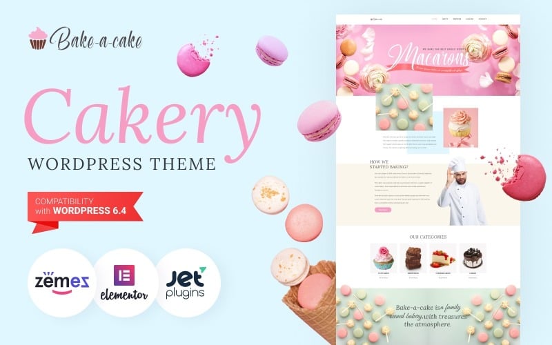 蛋糕烘焙-Cakery WordPress Elementor主题 #71241