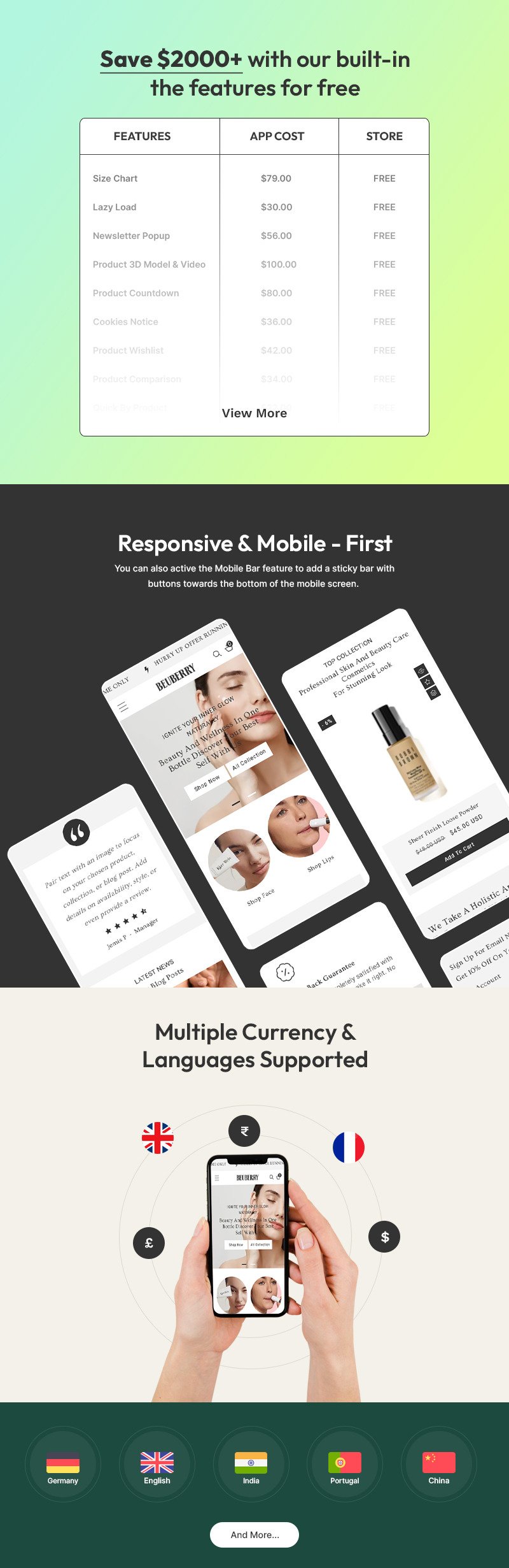 Beuberry - 美容、化妆品和护肤品商店多用途 Shopify 2.0 响应式主题