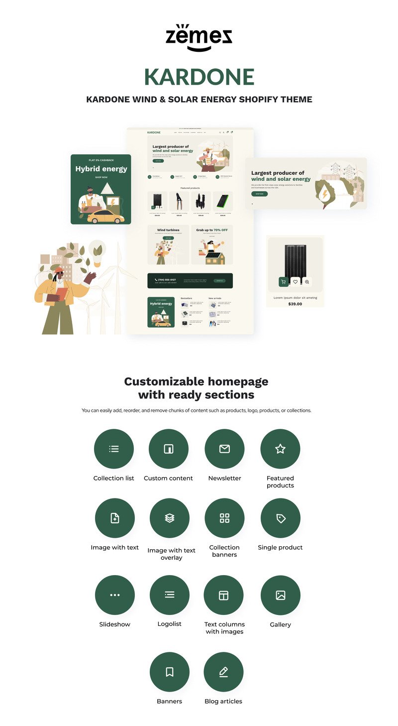Kardone 风能和太阳能电子商务主题 #215453