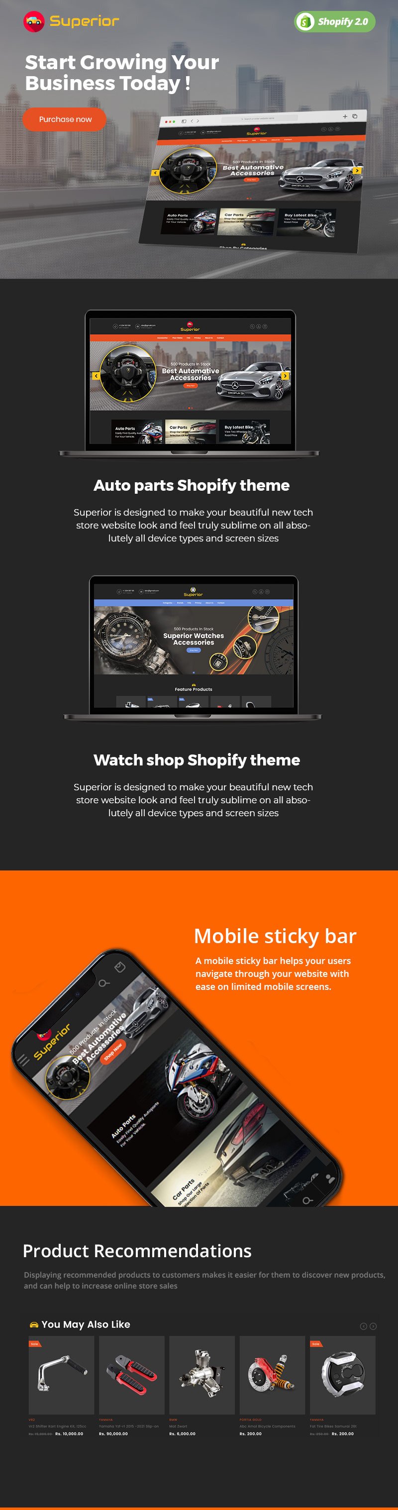 Superior Car Auto - 珠宝手表黑色主题 Shopify OS 2.0
