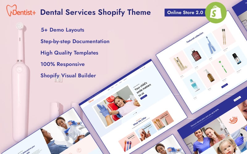 Dentist plus - 牙科护理和服务 Shopify 主题 #234859