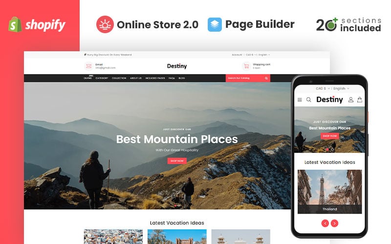 Destiny Travel Accessories Store Shopify 主题