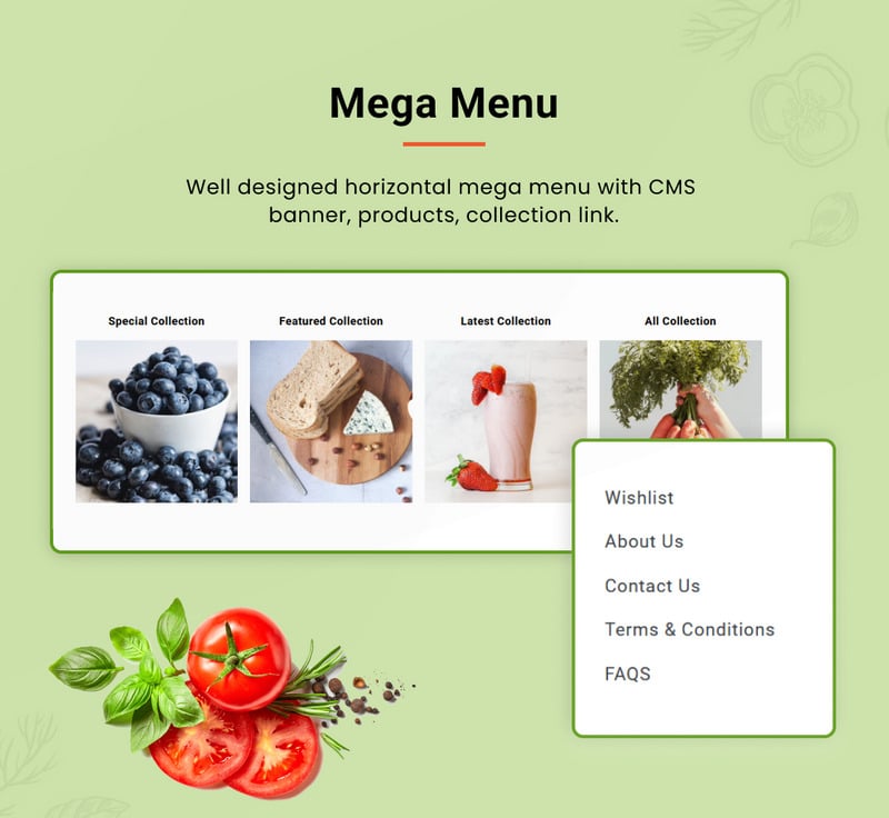 Organic Mega Food and Fresh Grocery Shopify 2.0 响应式模板