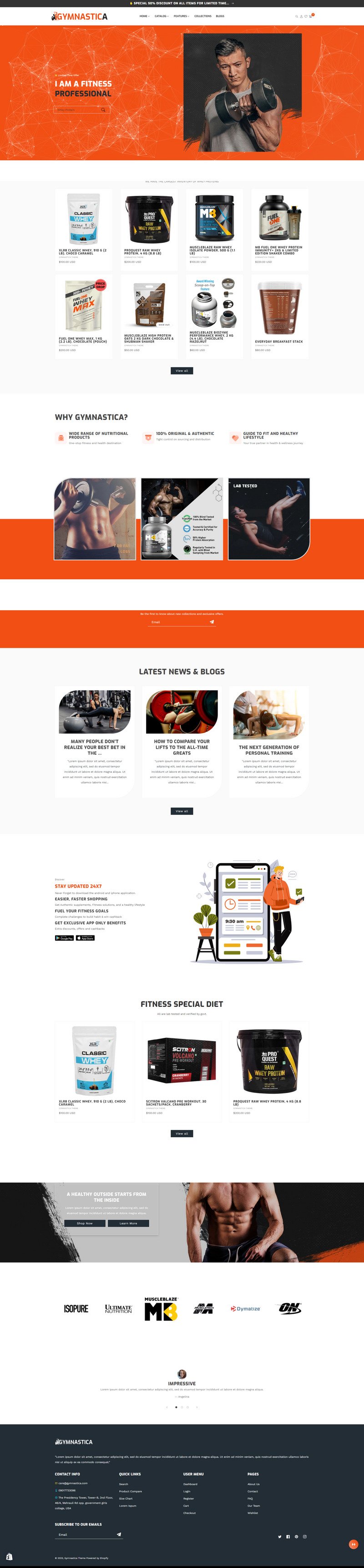 Gymnastica - 健身房、健康、健身和运动 Shopify 2.0 主题