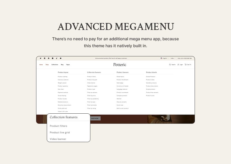 Potteric - 手工陶瓷和家居装饰多功能 Shopify 2.0 响应式主题