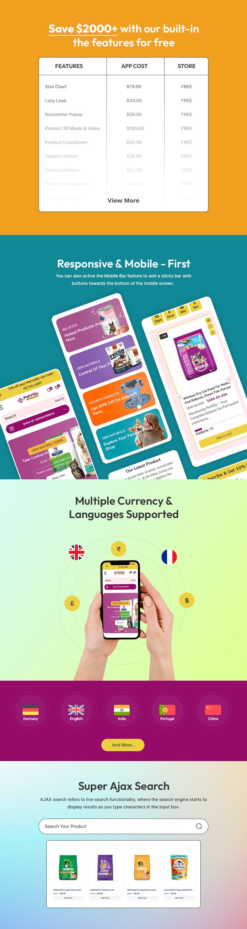 Petvilla-宠物食品和宠物商店多用途 Shopify 2.0 响应式主题