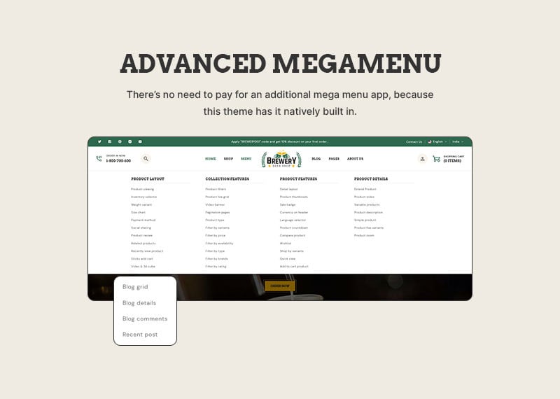 啤酒厂 - 酒精、啤酒和葡萄酒商店多功能 Shopify 2.0 响应式主题