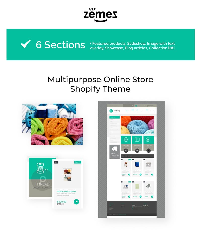 缝纫用品电子商务 Shopify 主题 #52596