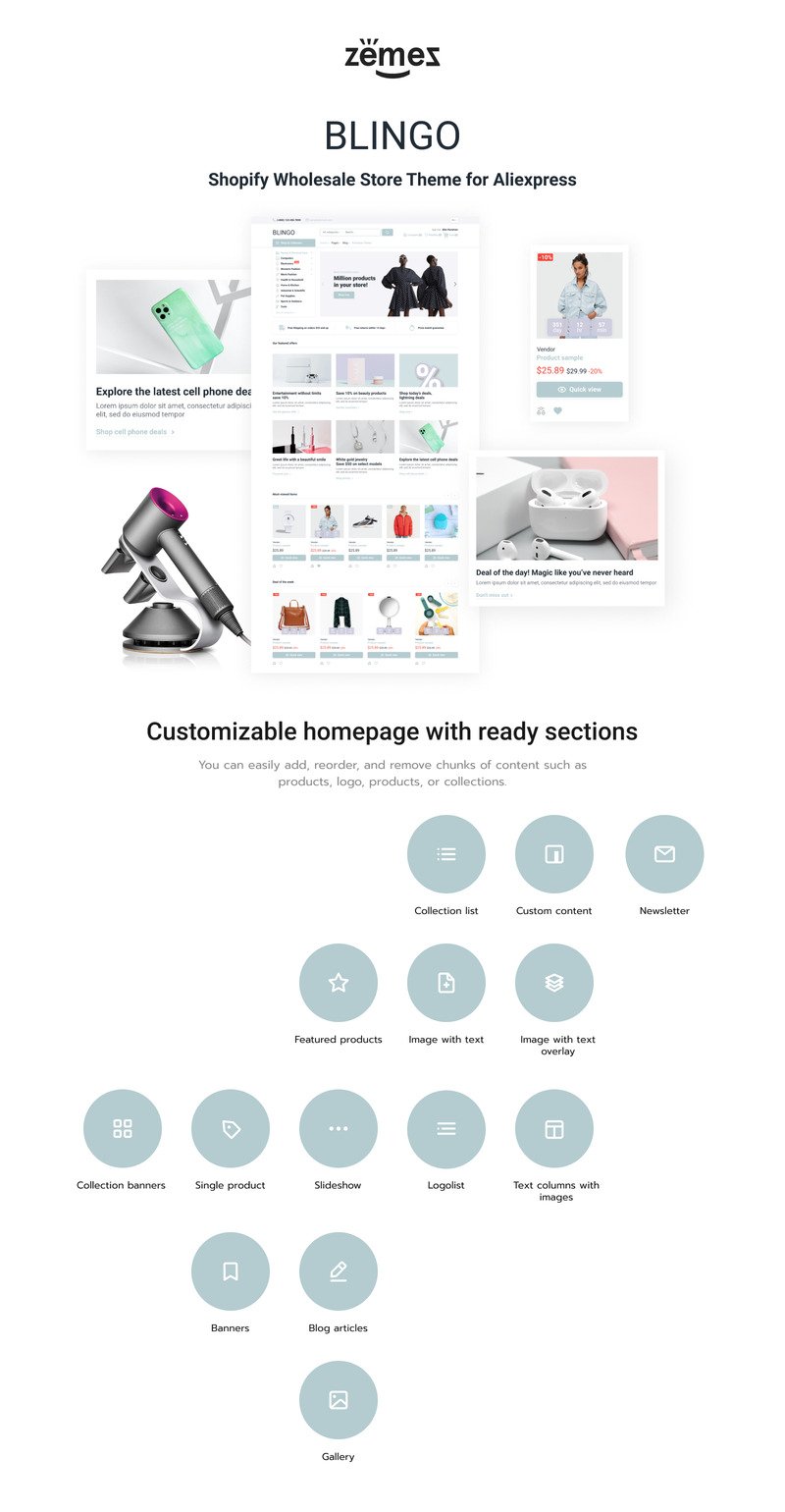 Blingo - 速卖通的 Shopify 批发商店主题 #204938