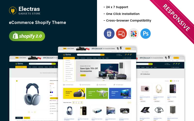 Electras - 电子产品和小工具电子商务 Shopify 主题 #241353