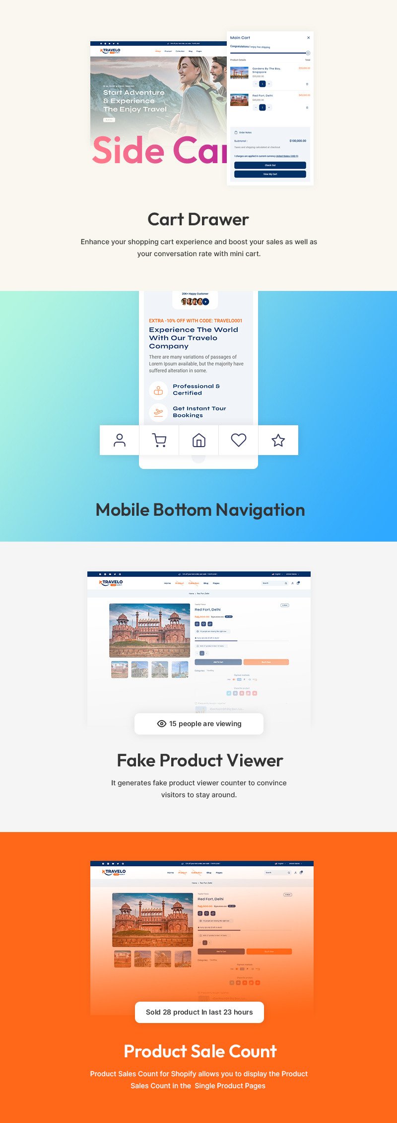 Travelo - 旅行、游览和旅游配件商店多用途 Shopify 2.0 响应式主题