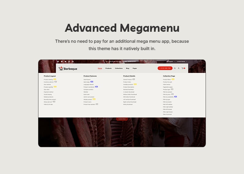 烧烤 - 烧烤、肉类食品和烧烤餐厅商店多用途 Shopify 2.0 响应式主题