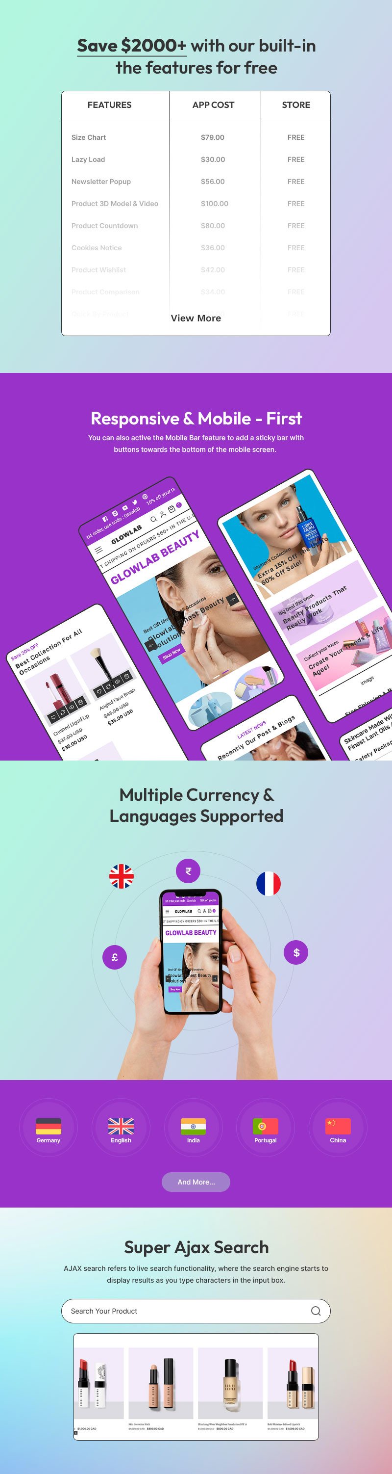 Glowlab - 美容、化妆品和护肤品多用途 Shopify 2.0 响应式主题