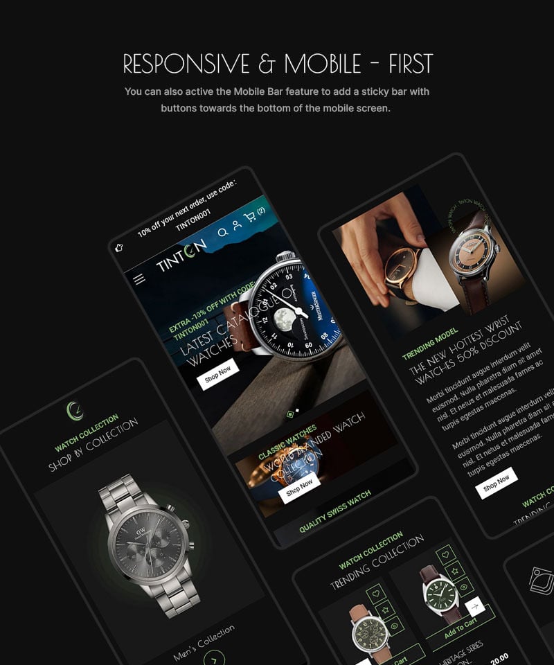 Tinton World - 高级手表和香水多用途 Shopify 2.0 响应式主题