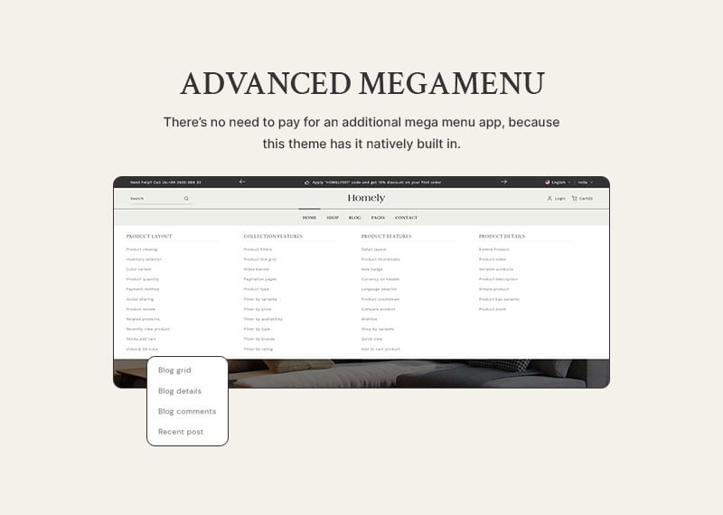 Homely - 现代家居家具和室内装饰店多用途 Shopify 2.0 响应式主题