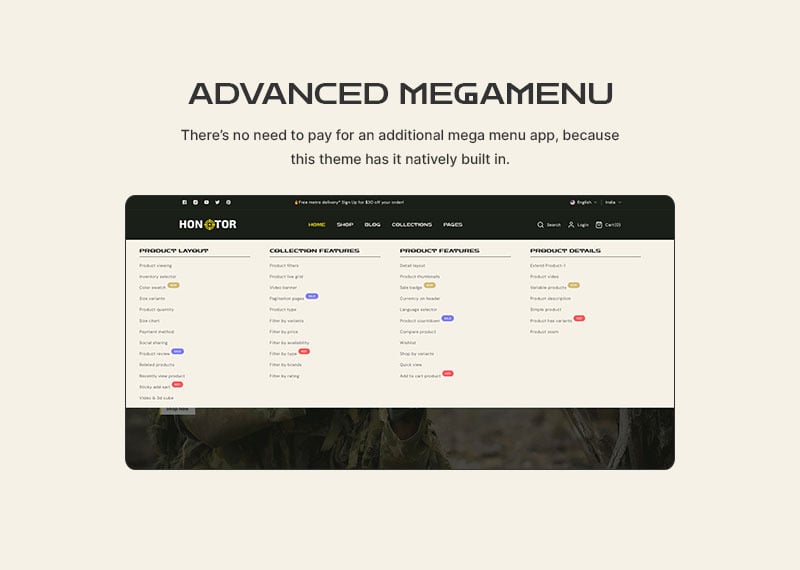 Hontor - 狩猎和户外枪支商店多用途 Shopify 2.0 响应式主题