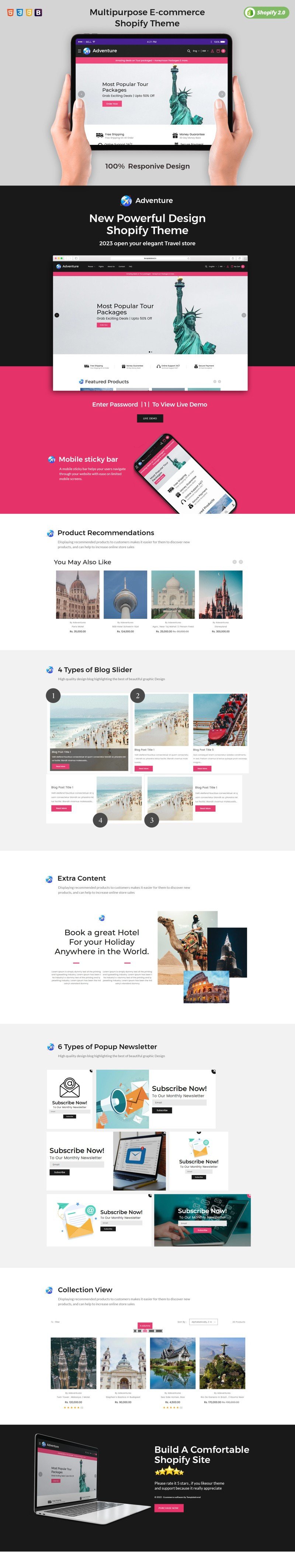 Adventure Online Ticket - Traveling Package Shopify OS 2.0 主题