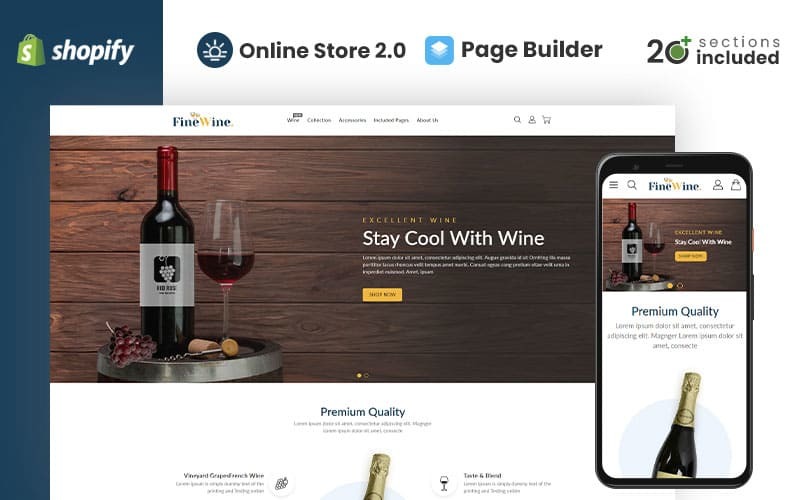 Fine Wine 响应式 Shopify 主题 #332140