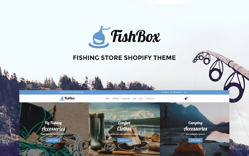 FishBox-诱人的钓鱼和狩猎商店Shopify主题 #74087