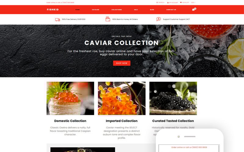 FISHKID-食品商店创意Shopify主题 #77650