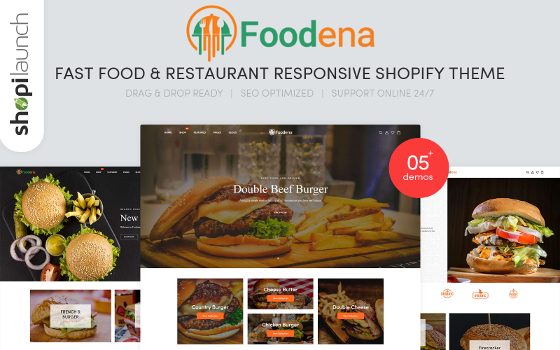 Foodena-快餐和餐馆响应式Shopify主题 #153403
