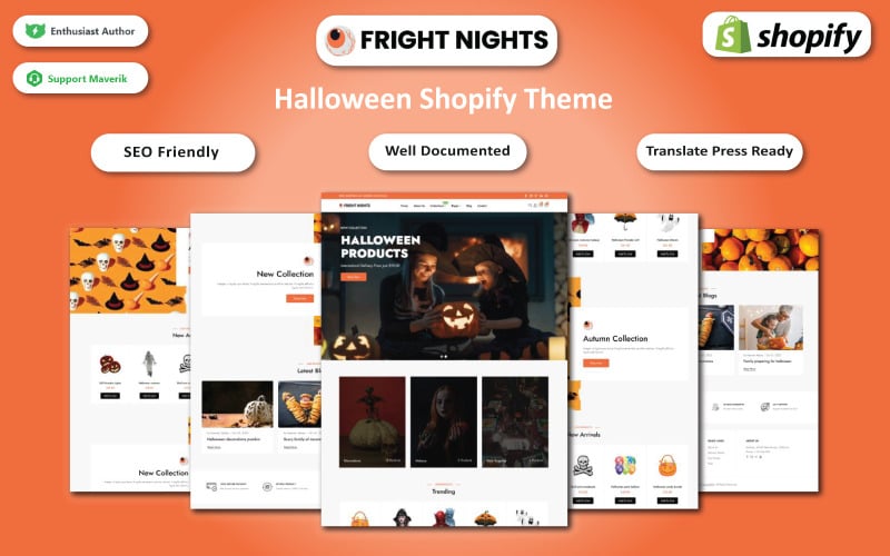 Fright Nights - 万圣节 Shopify 多功能部分主题 #365904