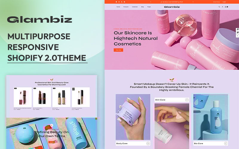Glambiz - 美容、化妆品和护肤品多用途 Shopify 2.0 响应式主题