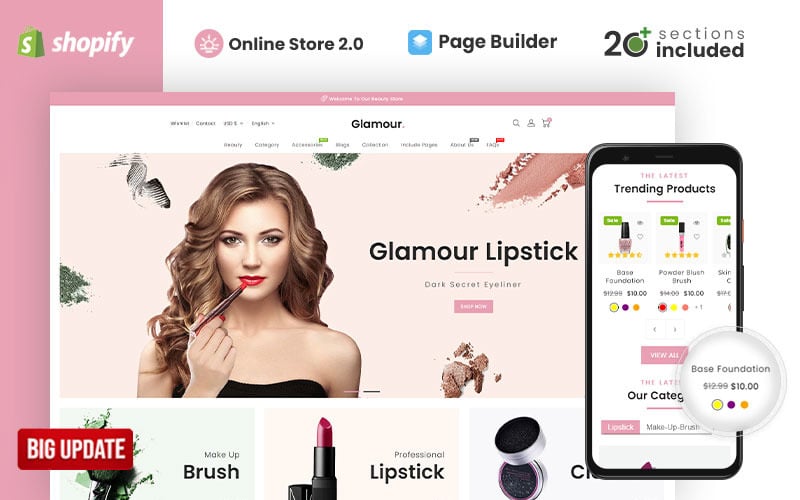Glamour Cosmetics Store Shopify 主题 #83769
