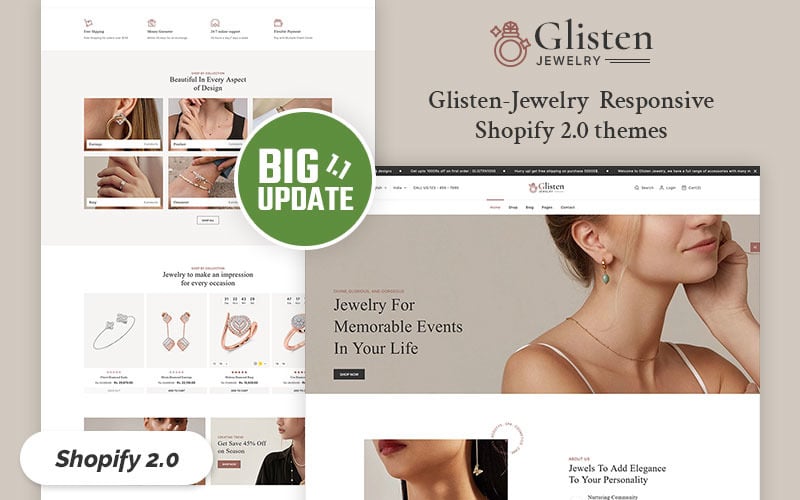 Glisten - 现代珠宝店 Shopify 2.0 响应式主题 #344053