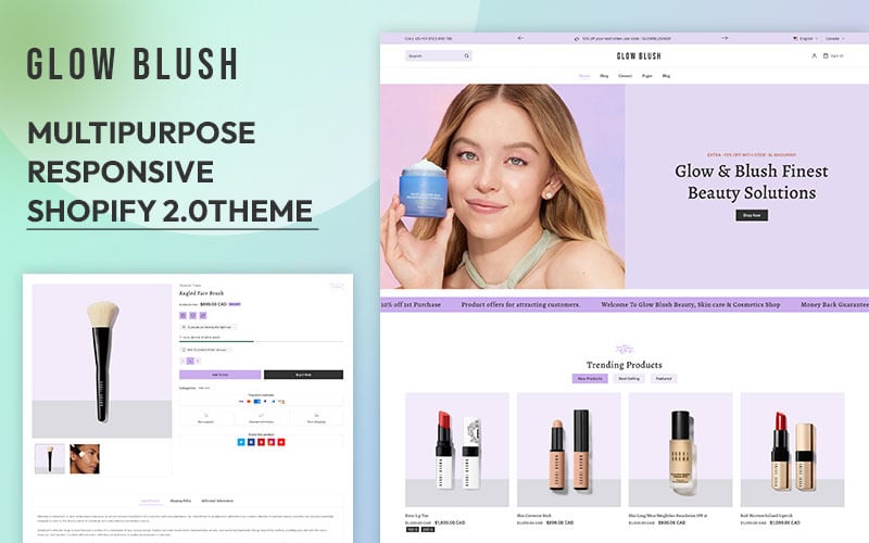 Glowblush - 化妆品、美容和护肤品商店多用途 Shopify 2.0 响应式主题
