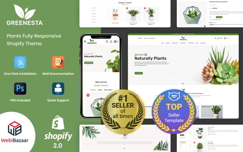 Greenesta Organic - 园艺和植物商店 Shopify 主题