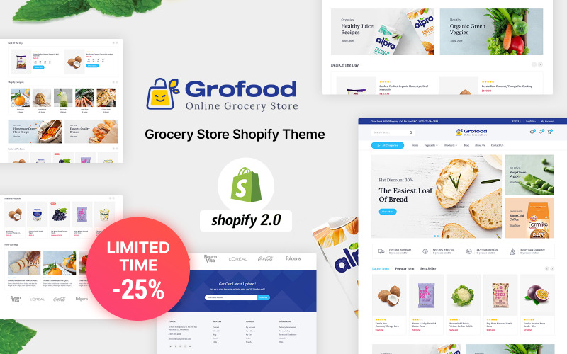 GroFood - 有机和杂货店 Shopify 主题 #304565
