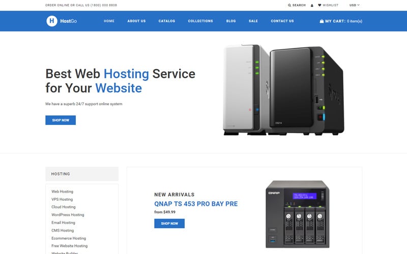 HostGo-电子产品和小工具清洁Shopify主题 #76976