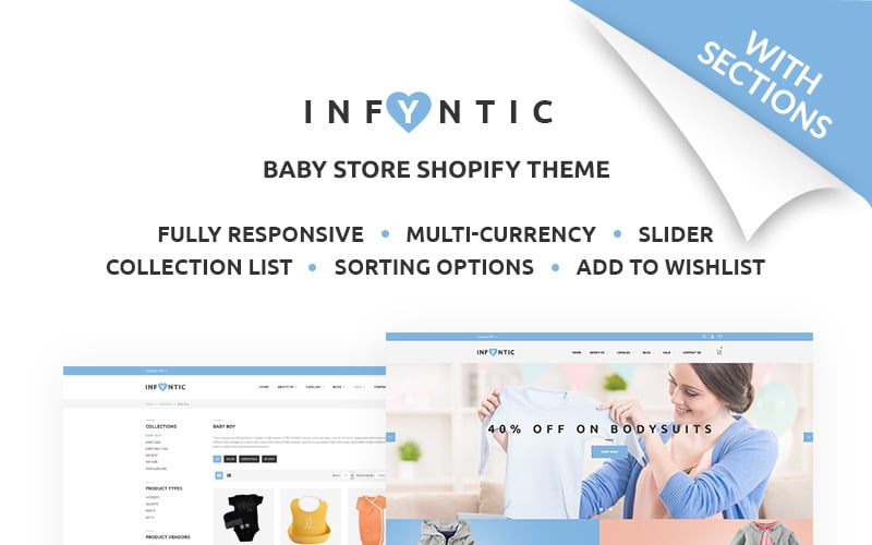 INFYNIC-平静的婴儿服装网上商店Shopify主题 #67441