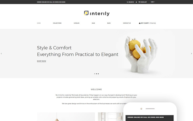 Interily-室内和家具典雅的多页Shopify主题 #77800