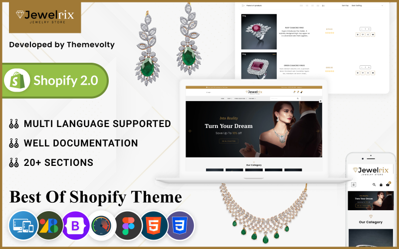 Jewelrix – 珠宝 Shopify 2.0 多用途高级响应主题 #279784