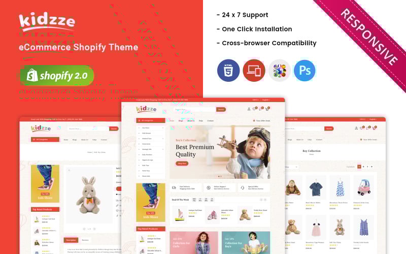 Kidzze - 儿童服装和玩具商店 Shopify 主题 #243961