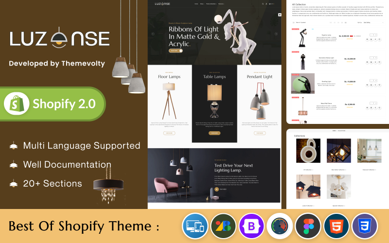 Luzones Lighting 现代 Shopify 2.0 超级商店