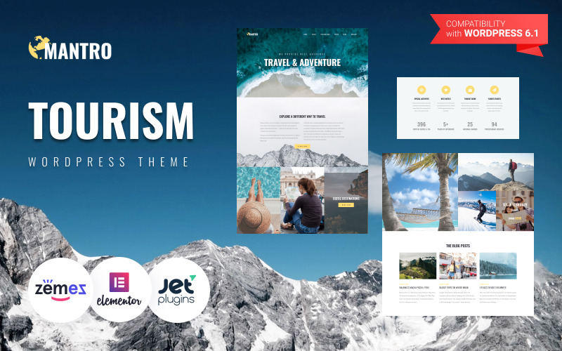 Mantro-旅游一页现代WordPress Elementor主题 #81210