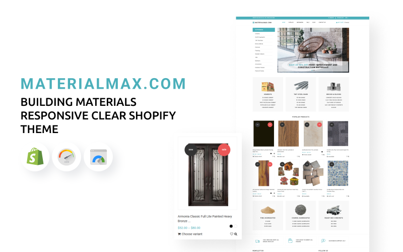 Materialmax-建筑材料响应性清晰Shopify主题 #75700