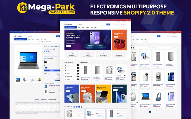 MegaPark - 电子产品和小工具大型商店多用途 Shopify 2.0 响应式主题
