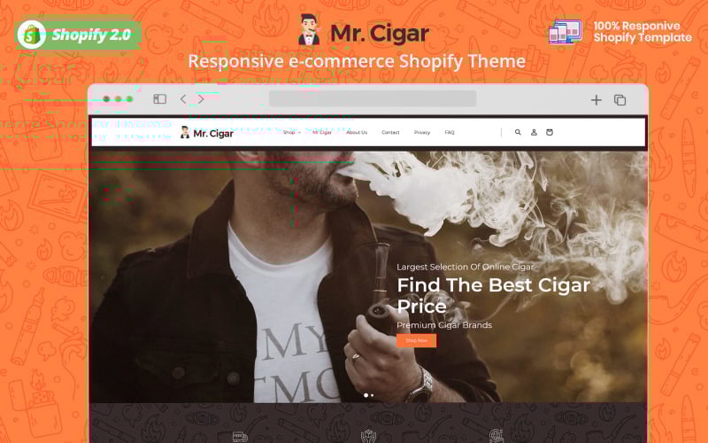 Mr. Cigar Stogie Tobacco Cigarette Shopify os 2.0 主题