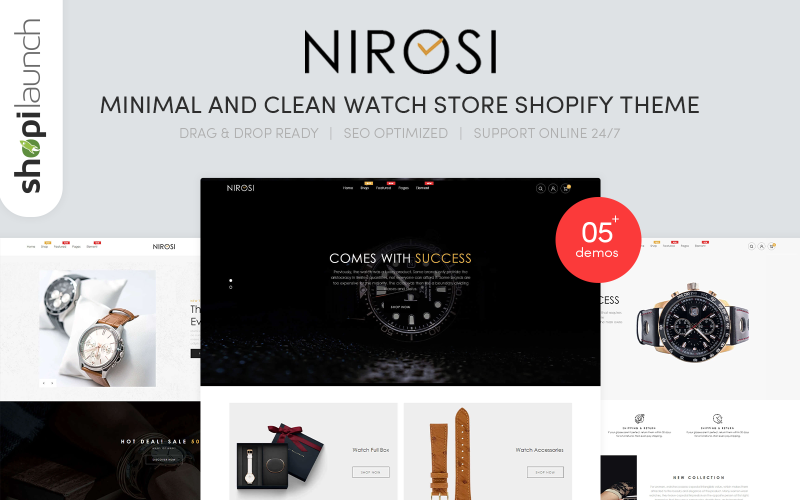 Nirosi-最小和干净的手表商店Shopify主题 #96290