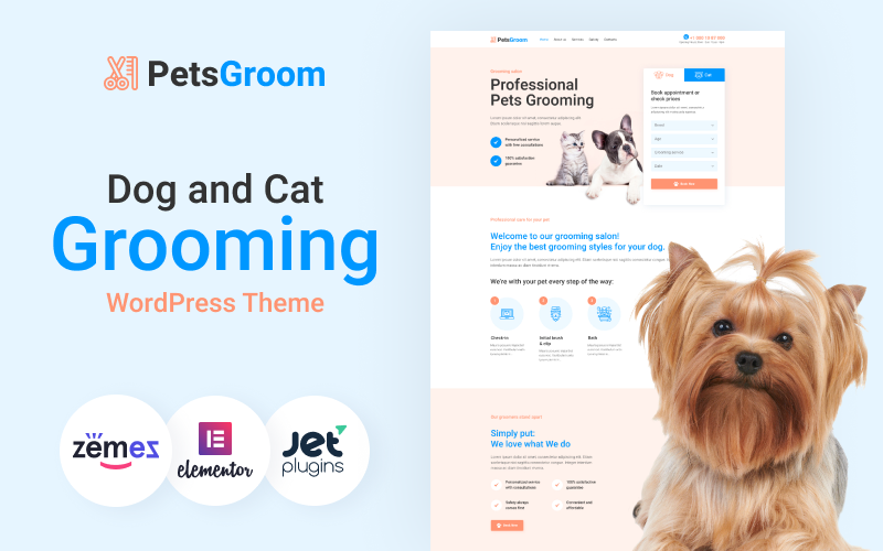 PetsGroom - 狗和猫美容 WordPress 主题 #89254