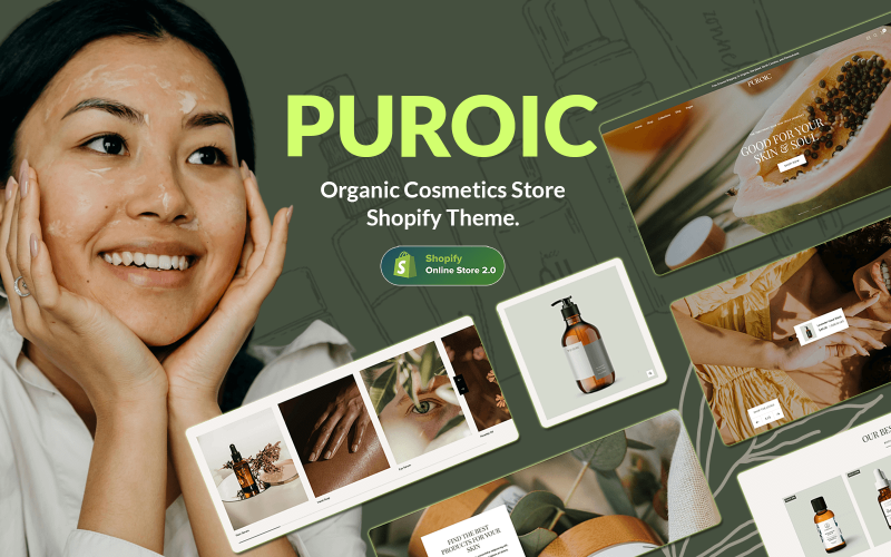 Puroic - 有机化妆品和护肤品商店 Shopify 主题 #430831